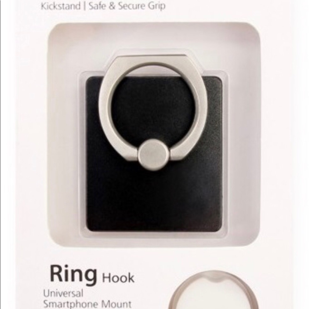 New Black Square Phone Hook Ring